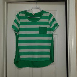 J. Crew Blouse - green and white